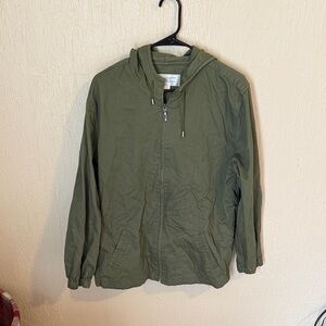 Christopher & Banks Canvas Green Hooded Jacket